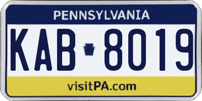 PA license plate KAB8019