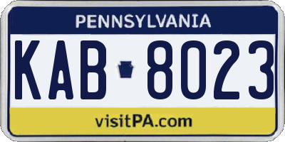 PA license plate KAB8023