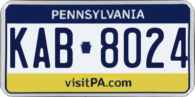 PA license plate KAB8024