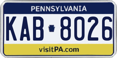 PA license plate KAB8026