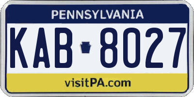 PA license plate KAB8027