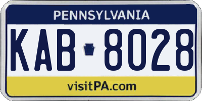 PA license plate KAB8028