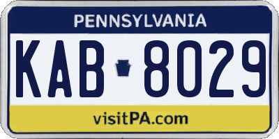 PA license plate KAB8029