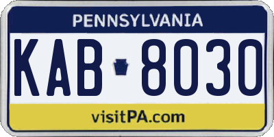 PA license plate KAB8030