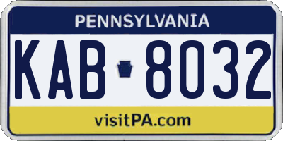 PA license plate KAB8032
