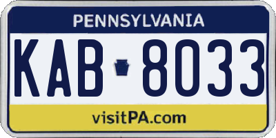 PA license plate KAB8033