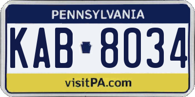 PA license plate KAB8034