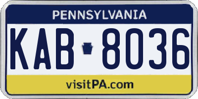 PA license plate KAB8036