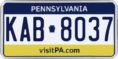 PA license plate KAB8037