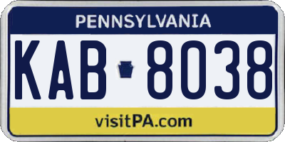 PA license plate KAB8038