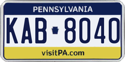 PA license plate KAB8040