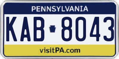 PA license plate KAB8043