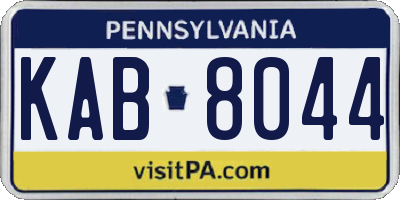PA license plate KAB8044