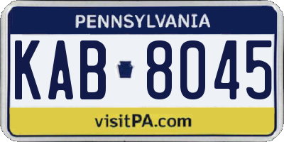 PA license plate KAB8045