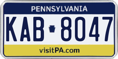 PA license plate KAB8047