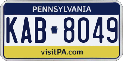 PA license plate KAB8049