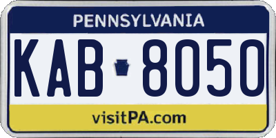 PA license plate KAB8050