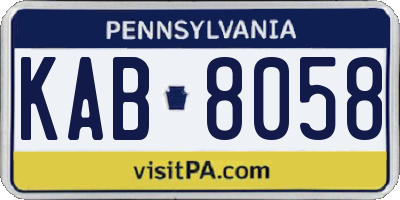 PA license plate KAB8058
