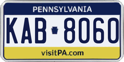 PA license plate KAB8060
