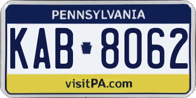 PA license plate KAB8062