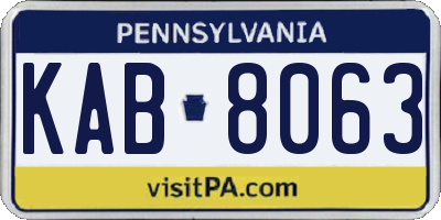 PA license plate KAB8063