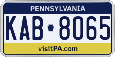 PA license plate KAB8065