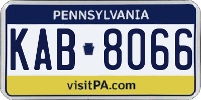 PA license plate KAB8066