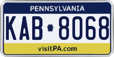 PA license plate KAB8068
