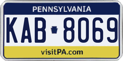 PA license plate KAB8069