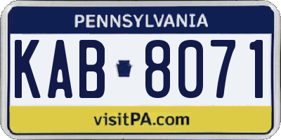 PA license plate KAB8071