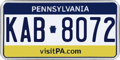 PA license plate KAB8072