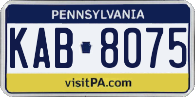 PA license plate KAB8075