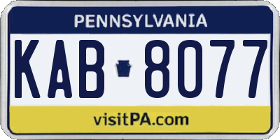 PA license plate KAB8077
