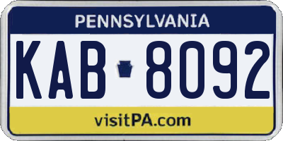 PA license plate KAB8092