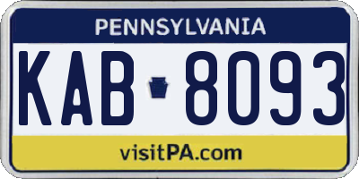 PA license plate KAB8093
