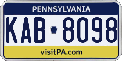 PA license plate KAB8098