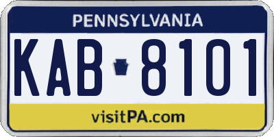PA license plate KAB8101