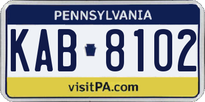 PA license plate KAB8102