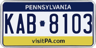 PA license plate KAB8103