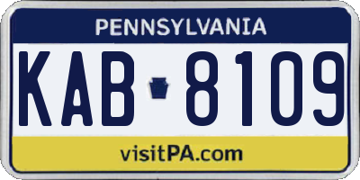 PA license plate KAB8109