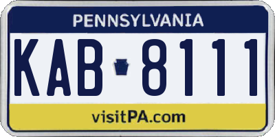 PA license plate KAB8111