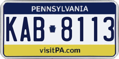 PA license plate KAB8113