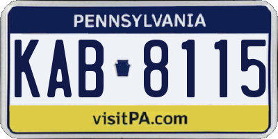 PA license plate KAB8115