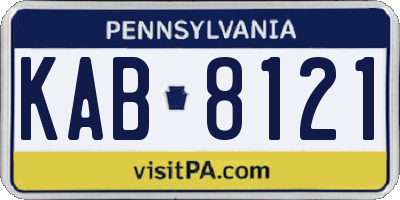 PA license plate KAB8121