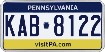 PA license plate KAB8122