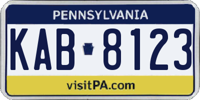 PA license plate KAB8123