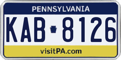 PA license plate KAB8126