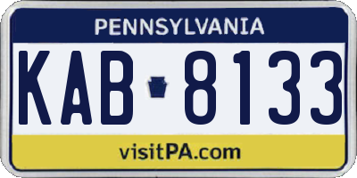 PA license plate KAB8133
