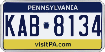 PA license plate KAB8134