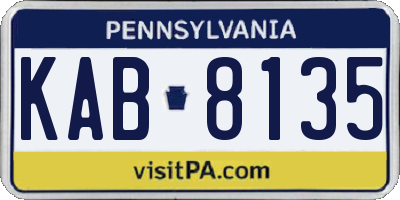 PA license plate KAB8135